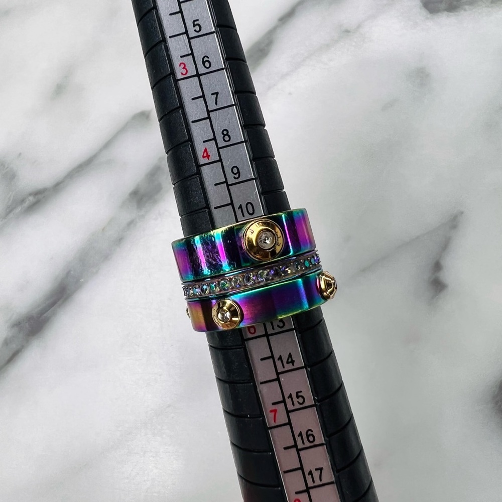 *Rare* Henri Bendel Titanium Stackable Ring Set - image 7